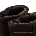 Chocolate Classic Cowhide Wool Flat Snow Boots